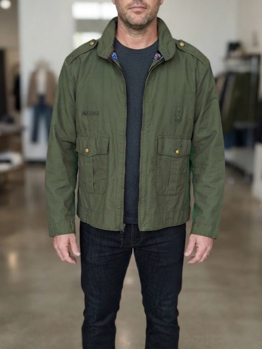 Horace small new generation Men's Olive Green Field bomber Jacket unisex Sz m